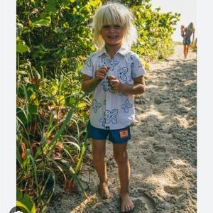 Seasta x Leah Bradley | Kids' White and Blue Button-Down Shirt (fits 4 + 5 year)